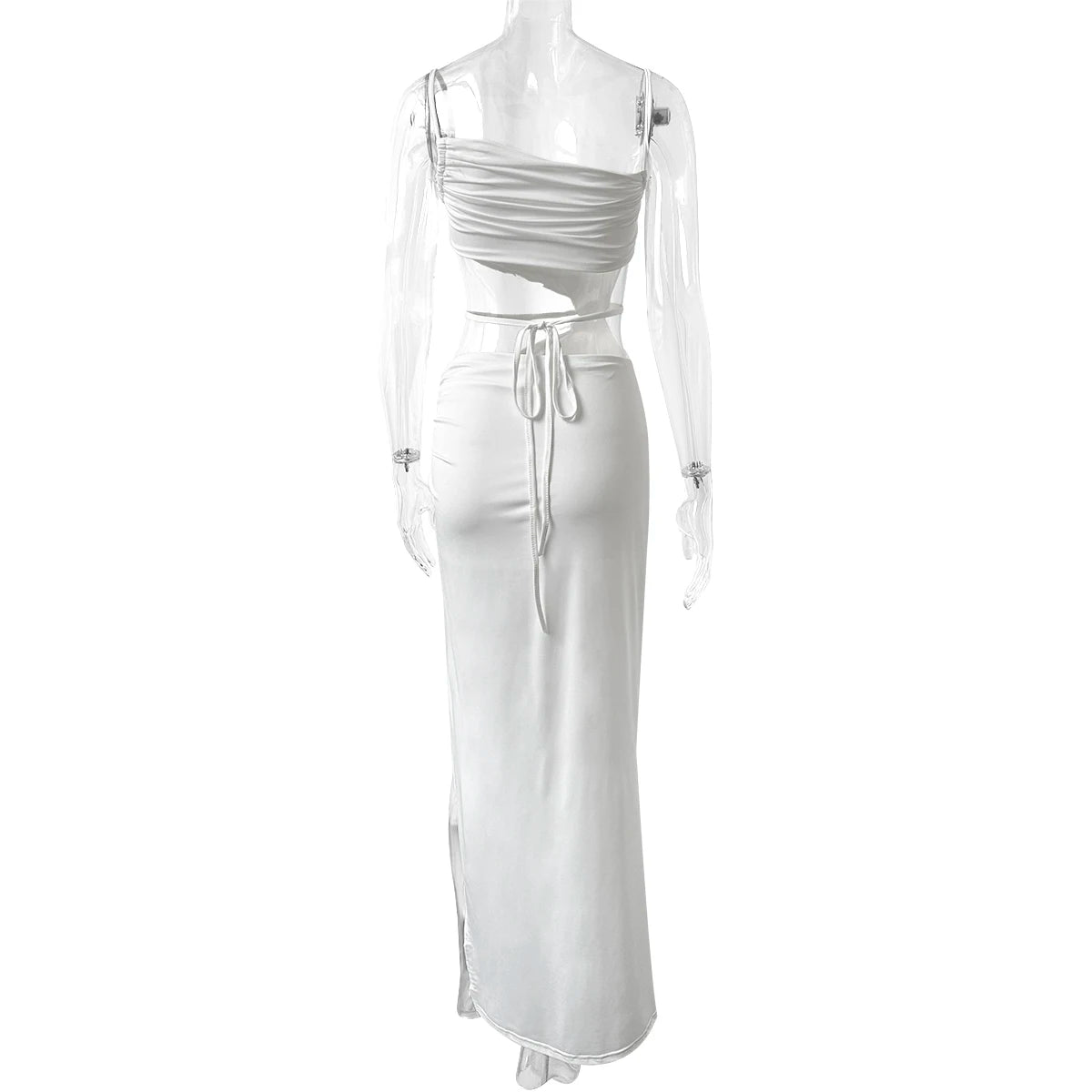 Elegant Sexy Hollow Drawstring Pleated Long Women's Summer Vacation Outfit Club Party